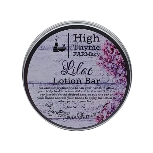 High Thyme FARMacy Lilac Lotion Bar - Soothes Dry Skin, Waterless & Reusable Tin - 1.5oz