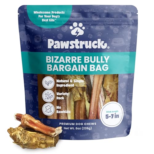 Pawstruck Dog Treats - Natural Beef Bully Sticks for Dental Health, 8 oz Variety Pack