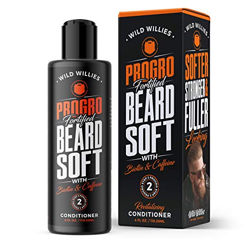 Wild Willies PROGRO Beard Conditioner - Hydrates & Strengthens with Biotin & Caffeine - 4oz