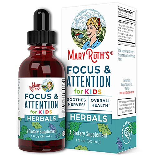 MaryRuth Organics Kids Brain Supplement - Supports Focus & Calm, USDA Organic Drops - 30 Servings