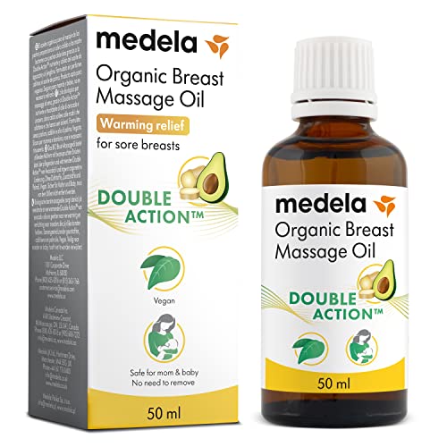 Medela Organic Breast Massage Oil - Relieves Discomfort, 100% Natural, Vegan - 1.69 fl. oz.