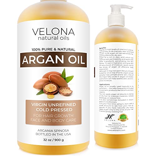 Velona Argan Oil - Stimulates Hair Growth, Moisturizes Skin & Nails - 32 Fl Oz with Pump