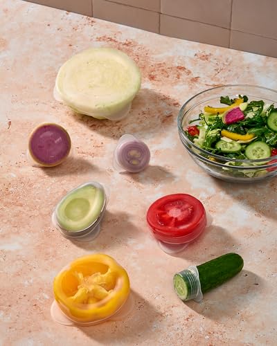 W&P Reusable Produce Savers - Keep Fruits & Veggies Fresh, BPA-Free Silicone, Set of 7