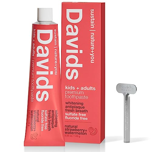 Davids Fluoride Free Toothpaste - Whitens Teeth, Promotes Enamel Health, Natural Flavor - 5.25oz