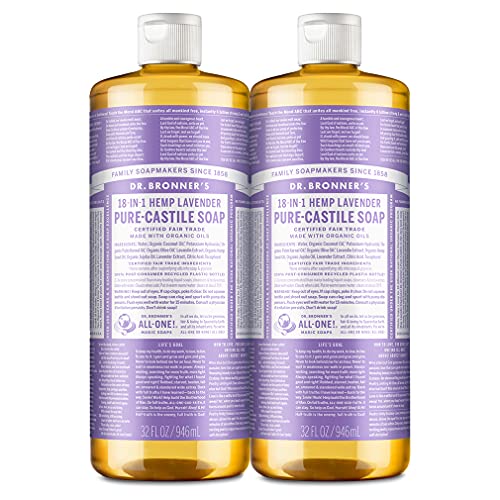 Dr. Bronner's Pure-Castile Liquid Soap - Made with Organic Oils, Vegan, 18-in-1 Uses, 32oz 2-Pack