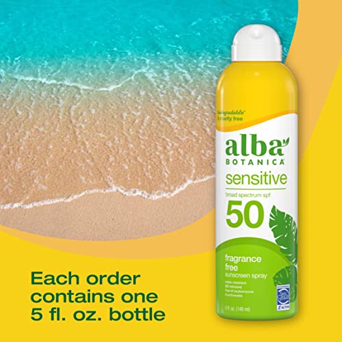 Alba Botanica Sunscreen Spray - SPF 50 Protection, Fragrance-Free, Water Resistant - 5 fl. oz.