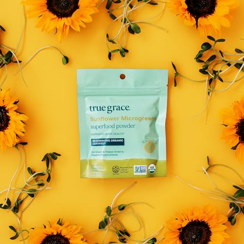 True Grace Sunflower Microgreens - Daily Nutrient-Dense Superfood Powder, Vegan - 30 Servings