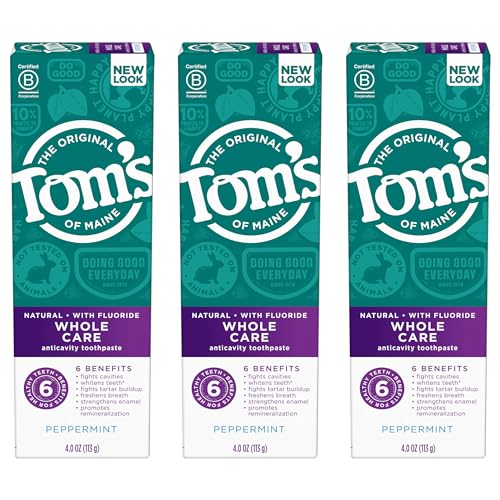 Tom's of Maine Whole Care Toothpaste - Fluoride Protection, Natural Ingredients - 3-Pack, 4oz