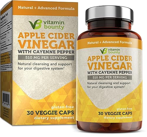 Vitamin Bounty Apple Cider Vinegar Capsules - Digestive Support, Organic & Sugar Free - 30 Count