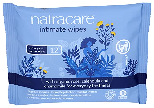 Natracare Personal Cleansing Wipes - Organic Cotton, pH Balanced, Biodegradable - 12 Count