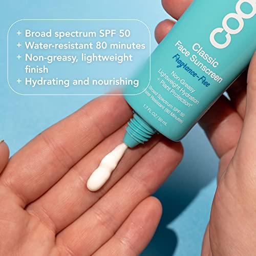 COOLA Organic Face Sunscreen SPF 50 - Water Resistant, Antioxidant-Rich, Vegan - 1.7 Fl Oz