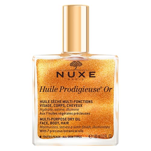 NUXE Huile Prodigieuse Shimmer Body Oil - Nourishing Hydration, Vegan, 98% Natural - 3.3 Fl Oz