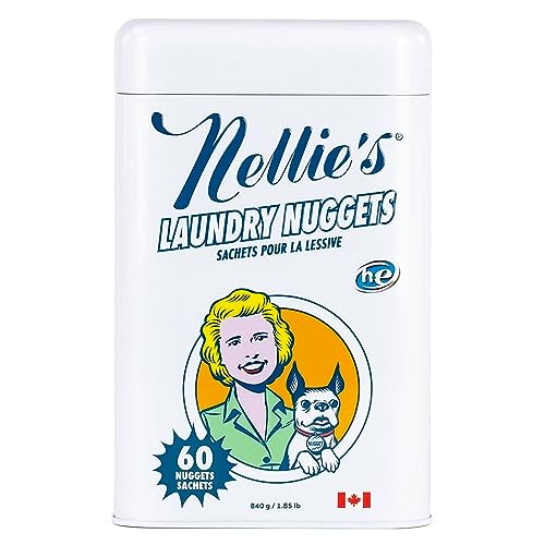 Nellie's Laundry Nuggets - Powerful Plant-Based Detergent Pods, 60 Loads - No Residue