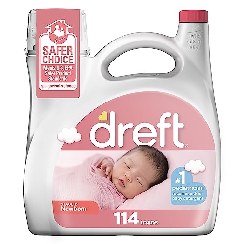 Dreft Newborn Baby Laundry Detergent - Gentle on Sensitive Skin, Hypoallergenic - 114 Loads