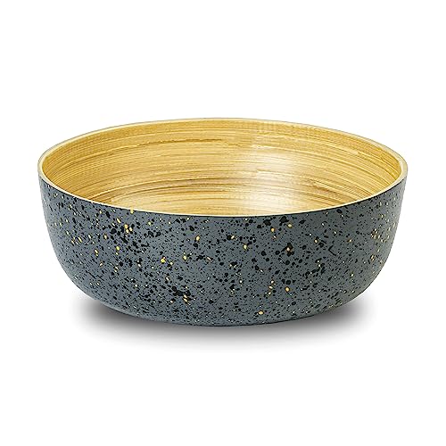 Jungle Culture Large Bamboo Salad Bowl - Stylish, Handcrafted, Durable, 11" x 4"