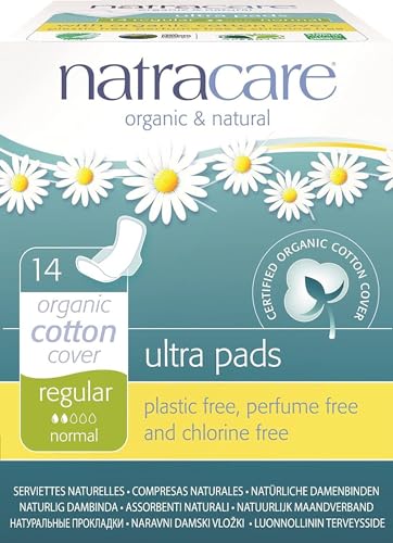 Natracare Menstrual Pads - Organic, Biodegradable, Plastic-Free - 14 Count, Pack of 3