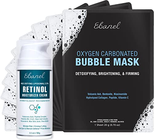 Ebanel Face Mask Bundle - Deep Cleansing, Hydrating Retinol, Vegan & Cruelty Free - 10 Pack