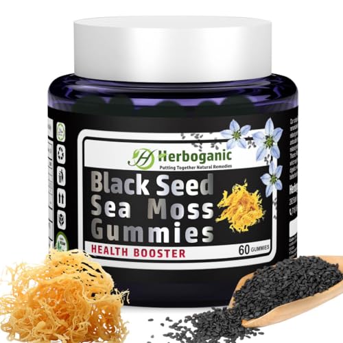 HERBOGANIC Black Seed Sea Moss Gummies - Immune Support, Vegan, Gluten-Free - 60 Count