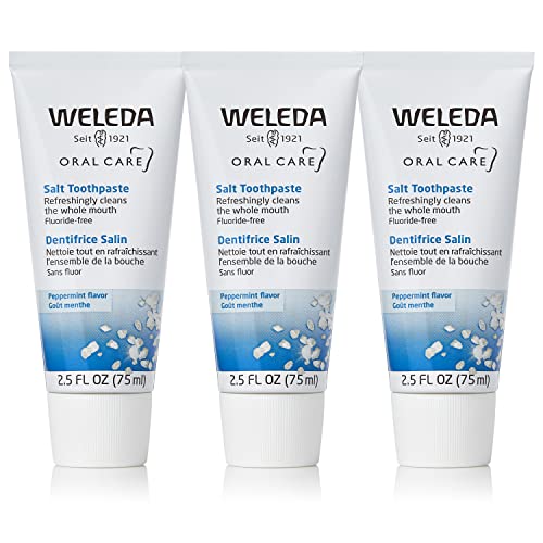 Weleda Natural Salt Toothpaste - Fluoride-Free, NATRUE Certified, Peppermint Fresh - 3 Pack