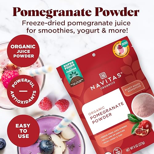 Navitas Organics Pomegranate Powder - Antioxidant Boost, Organic & Non-GMO - 8oz, 45 Servings