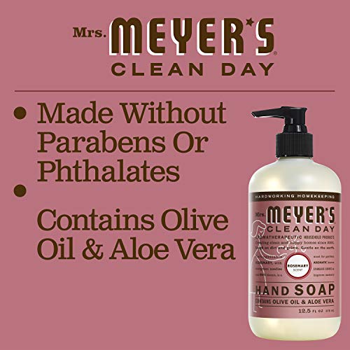 Mrs. Meyer's Hand Soap - Nourishing Rosemary Scent, Paraben-Free, Cruelty-Free - 12.5oz (Pack of 3)