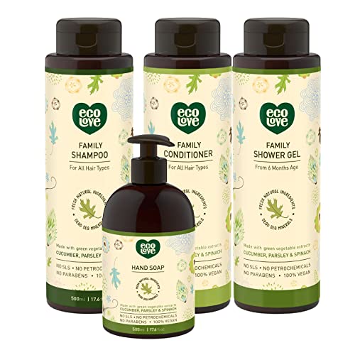 ecoLove Kids Shampoo & Body Wash - Nourishing Organic Cucumber Extract, Vegan & Cruelty-Free - 12oz