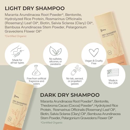 The Earthling Co. Dry Shampoo - Volumizing Powder for Oily Hair, Natural Ingredients - 2.6oz