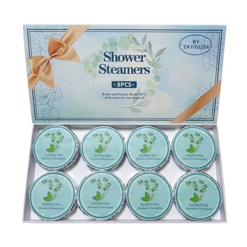 Aromatherapy Shower Steamer Gift Set - Relaxing Menthol & Eucalyptus, Natural Ingredients - 8 Pack