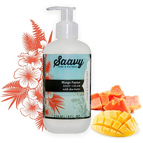 Savvy Naturals Mango Papaya Body Cream - Deep Moisturization, Vegan Ingredients - 8 oz