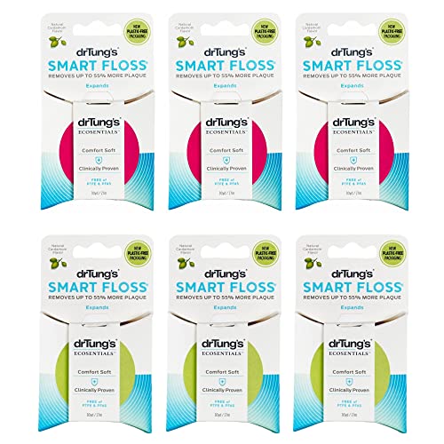 DrTung's Dental Floss - Expanding, Gentle on Gums, Cardamom Flavor, BPA & PFAS Free - Pack of 6