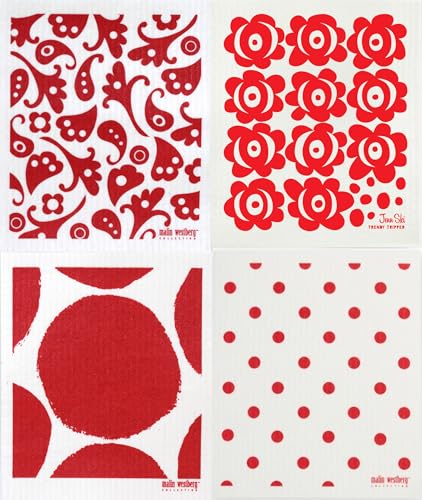 Trendy Tripper Swedish Dish Cloths - Super Absorbent, Biodegradable, 4 Designs - 6.75" x 8"