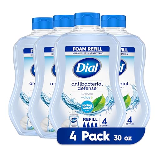 Dial Antibacterial Foaming Hand Soap Refill - Kills 99.99% Bacteria, Aloe Vera - 30oz, 4-Pack