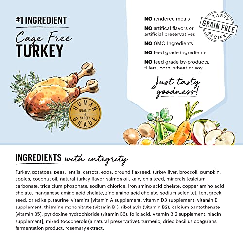 The Honest Kitchen Grain Free Turkey Dog Food - Human Grade, Premium Nutrition - 1 lb Pouch