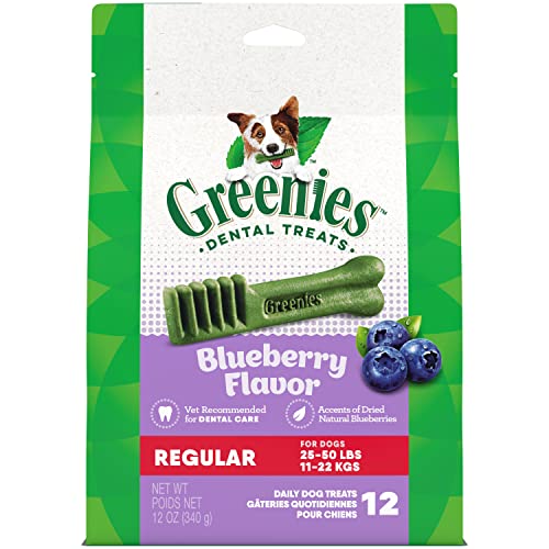 GREENIES Natural Dog Treats - Blueberry Flavor, Promotes Oral Health, 12 Treats - 12oz