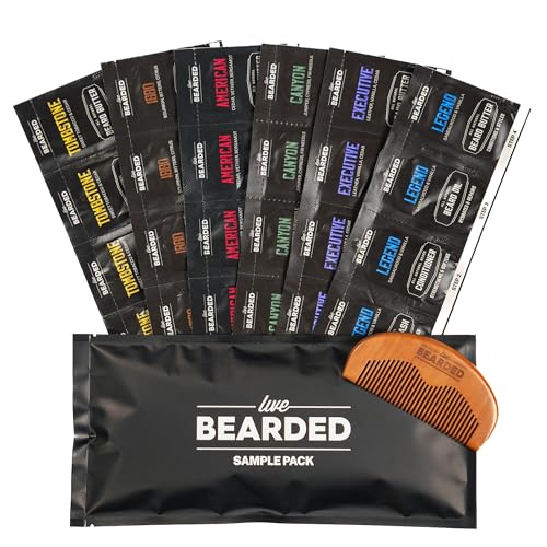 Live Bearded Men's Grooming Set - All-Natural Beard Care with 6 Fragrances & Wooden Comb