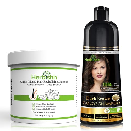 Herbishh Hair Care Set - Strengthens Roots, Revitalizes Color, Deep Cleansing - 500ml & Jar