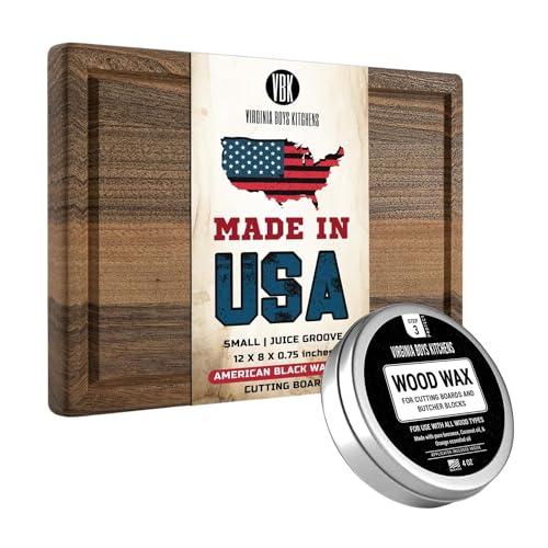 Wood Wax + Walnut Cutting Board - Natural Ingredients, Orange Scent, 100% USA Walnut - 08x12