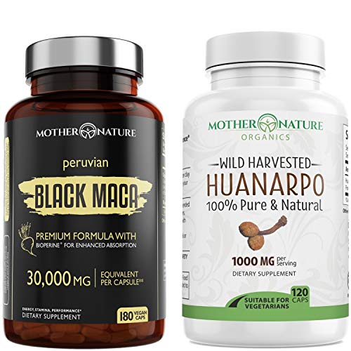 Mother Nature Organics Male Performance Duo - Boost Energy & Stamina, Vegan, Non-GMO - 60 Capsules