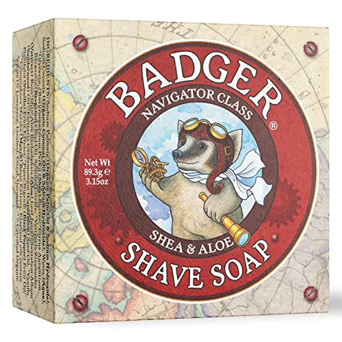 Badger Shaving Soap Puck - Soothing Aloe, Moisturizing Coconut, Organic Ingredients - 3.15oz