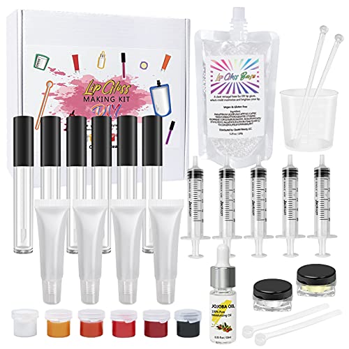 Cilrofelr DIY Lip Gloss Kit - 10 Moisturizing Shades, Non-Toxic Ingredients - 45 Pcs