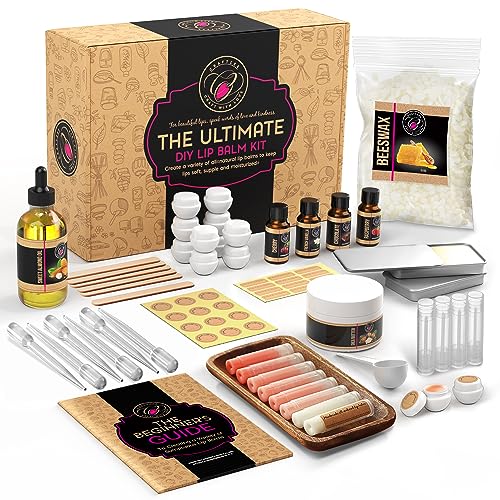 CraftZee Lip Balm Making Kit - DIY Natural Moisturizing Balms, Beeswax & Shea Butter - 3.5oz