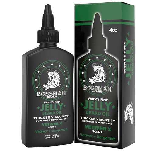 Bossman Beard Oil Jelly - Beard Growth Softener with Natural Oils, Vetiver X Scent - 4oz