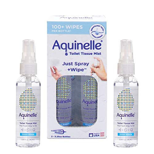 Aquinelle Personal Cleansing Wipe Mist - Moisturizing Aloe & Vitamin E, Non-Clogging - 2 Pack