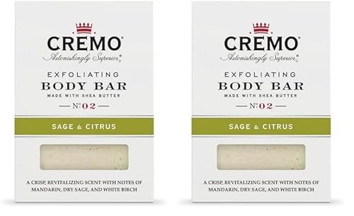 Cremo Exfoliating Body Bars - Polishes Skin with Lava Rock & Oat Kernel, Shea Butter - Pack of 2