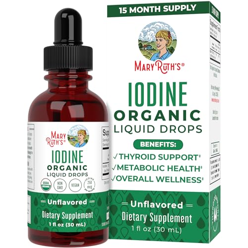 MaryRuth Organics Potassium Iodide Drops - Supports Thyroid Health, Vegan, USDA Organic - 1 Fl Oz