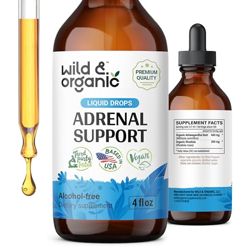 Wild & Organic Adrenal Support Drops - Mood Boost, Vegan, Alcohol-Free - 4 fl oz