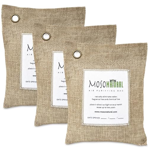 Moso Natural Air Purifying Bag - Odor Eliminator & Moisture Absorber, 200g (3 Pack)