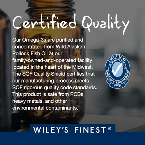 Wiley's Finest Omega-3 Fish Oil - 900mg DHA & EPA, Marine Stewardship Certified - 120 Softgels