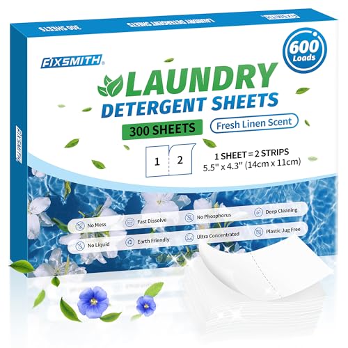 FIXSMITH Laundry Detergent Sheets - Deep Cleaning, Hypoallergenic, Travel-Friendly - 300 Sheets