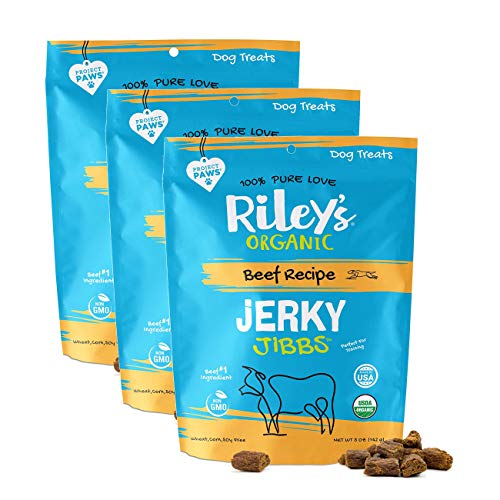 Riley's Organics Beef Jerky Dog Treats - USDA Organic, Non-GMO, Bite-Sized - 5oz, 3 Pack